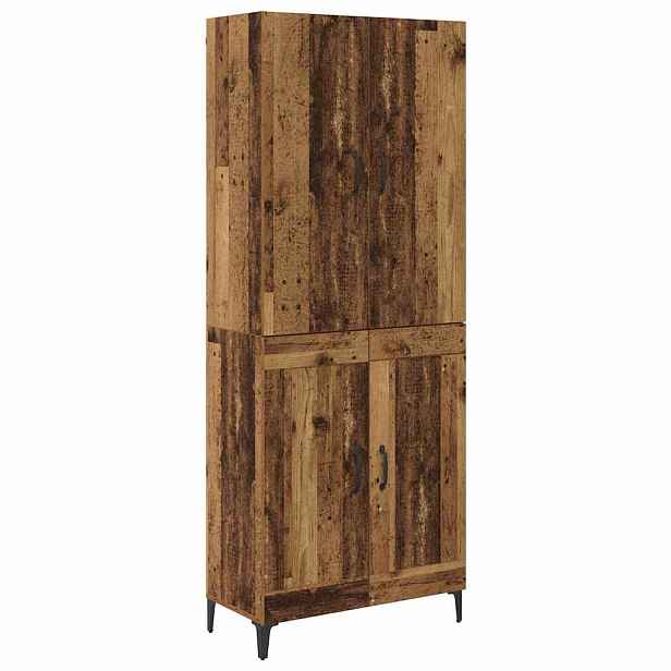 vidaXL Vysoký bufet Staré dřevo 69,5 x 34 x 180 cm Kompozitní dřevo
