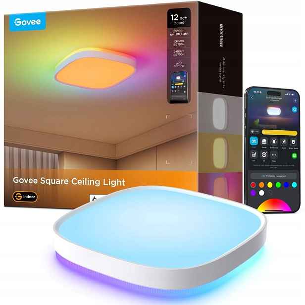 Govee Rgbicww Smart čtverhranné stropní světlo 2400lm 30cm Matter