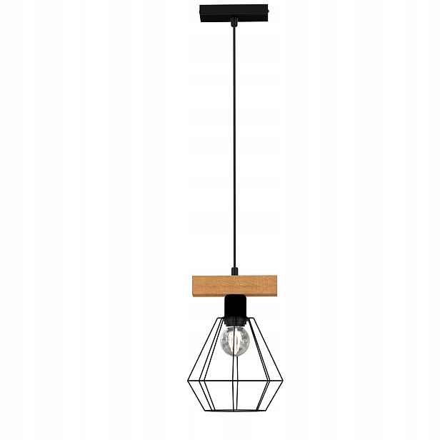 Luminex Závěsná lampa Vastra E27 15W Černá Drátěné stínidlo&Dřevo