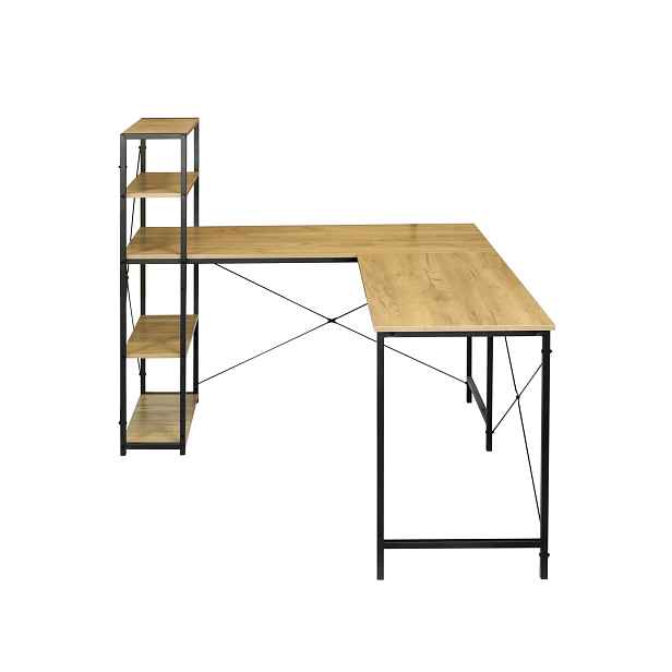 Rohový psací stůl s regálem 140 x 145 cm Royal Oak Loft Do Pokoje Kanceláře