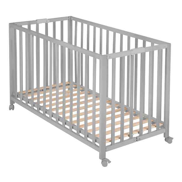 Šedá skládací postýlka na kolečkách 60x120 cm Fold up – Roba
