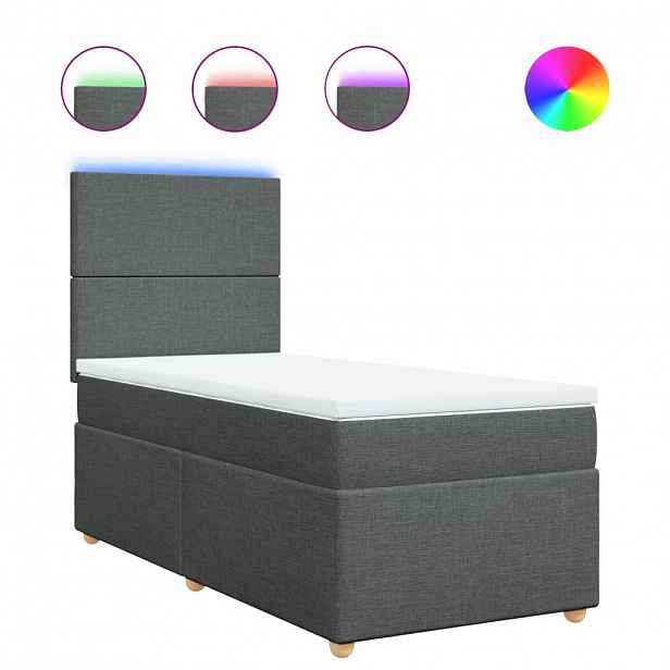 vidaXL Box spring postel s matrací tmavě šedá 90x190 cm textil