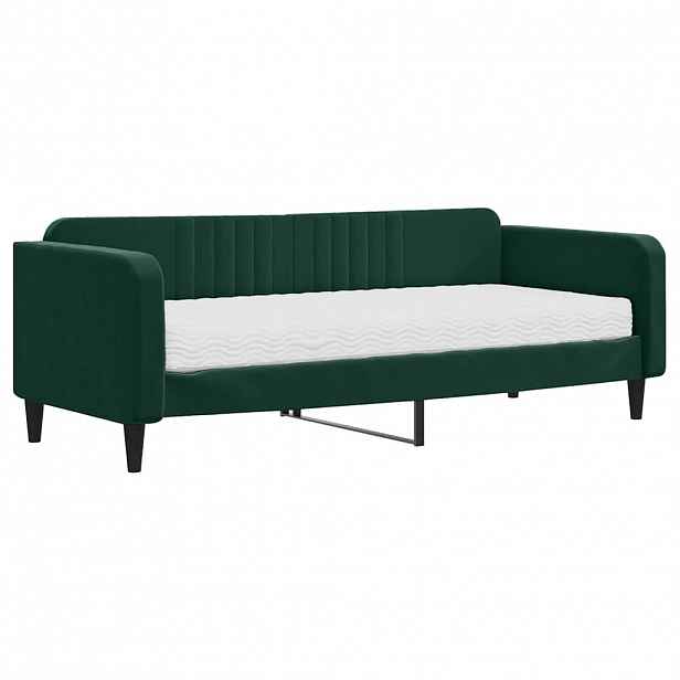 vidaXL Válenda s matrací tmavě zelená 90 x 200 cm samet