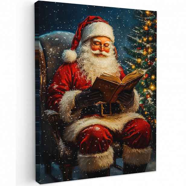 MuchoWow OBRAZ NA PLÁTNĚ Otec Vánoc - Vánoce - Zima - Vánoční stromek 60x80 cm