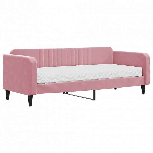 vidaXL Válenda s matrací růžová 90 x 200 cm samet