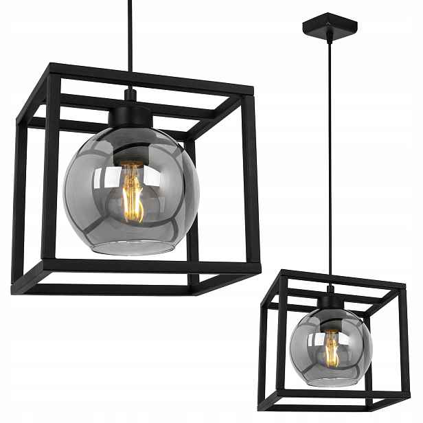 Závěsné Stropní Svítidlo Lustr Jedna Klec Elegantní Skleněná Koule