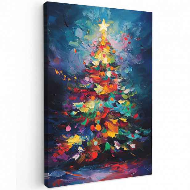 MuchoWow OBRAZ NA PLÁTNĚ Vánoční stromek - Vánoce - Abstraktní - Barevné 40x60 cm
