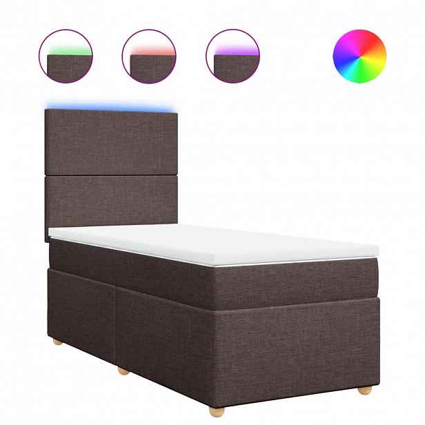 vidaXL Box spring postel s matrací tmavě hnědá 90x190 cm textil