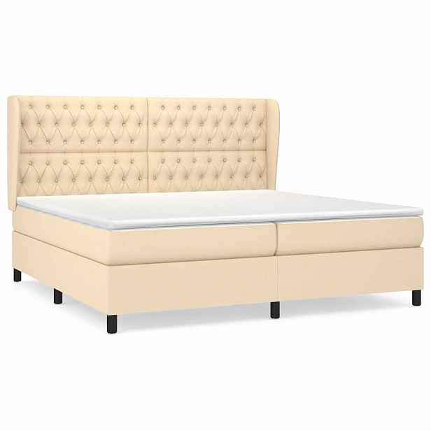 vidaXL Box spring postel s matrací krémová 200x200 cm textil