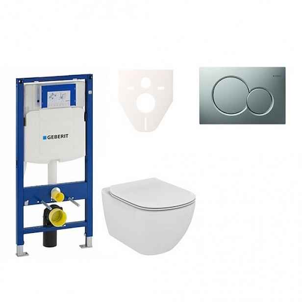 Závěsný set WC Ideal Standard Tesi + modul Geberit Duofix s tlačítkem Sigma 01 chrom mat 111.300.00.5 NF3