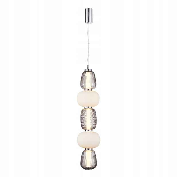 Dekorativní závěsná Led lampa chromová skleněná glamour do ložnice Milagro