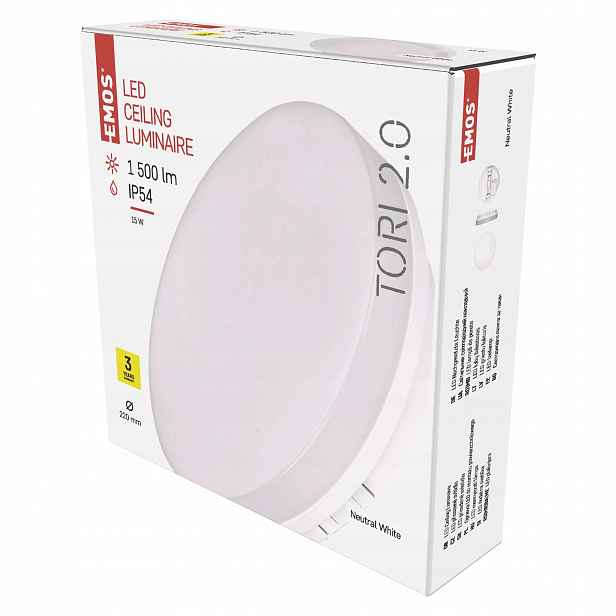 Emos Tori Led svítidlo 22 cm 15 W 1500 lm IP54 neutrální bílá