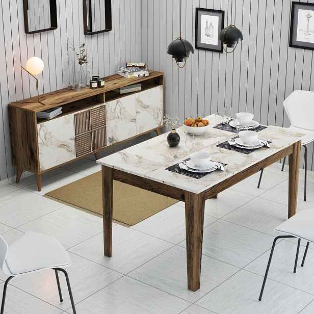 Living Room Furniture Set Milan 523 - Walnut, White