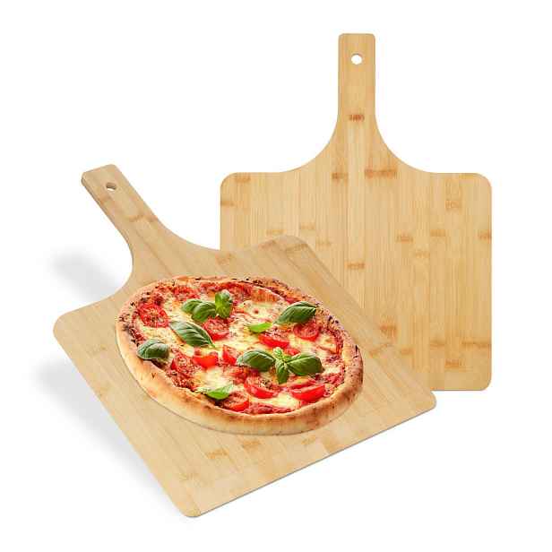 Relaxdays LOPATKA NA PIZZU Přírodní bambus 2dílná-sada