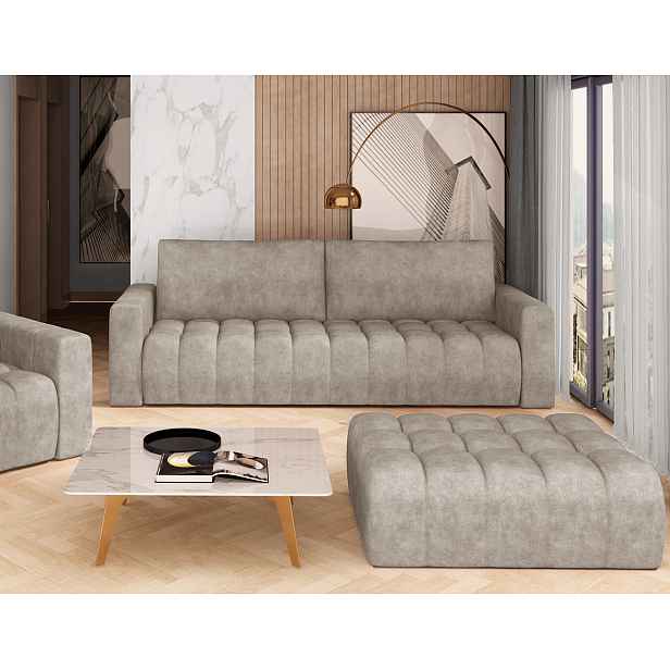Designový taburet ILANIS - béžová eko kůže