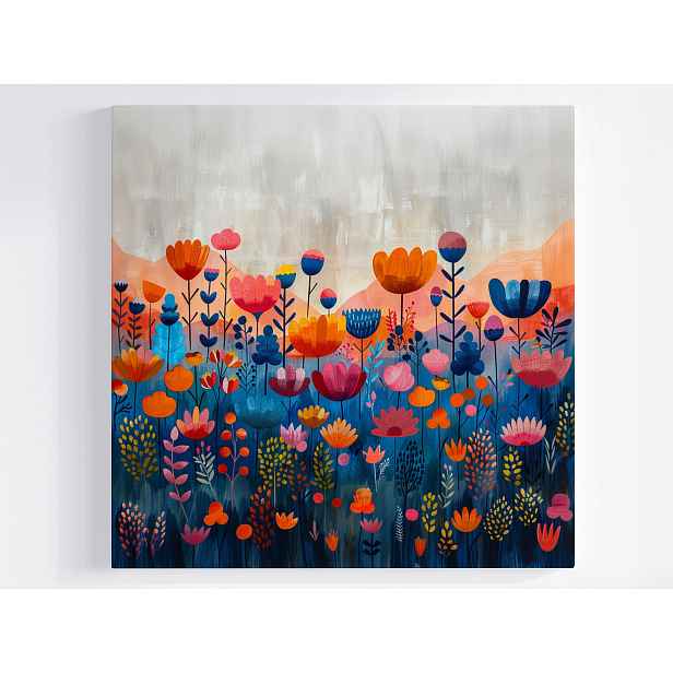 Obraz Na Plátně Canvas Grafika Folk Louka Zahrada Pohled Květiny 50x50