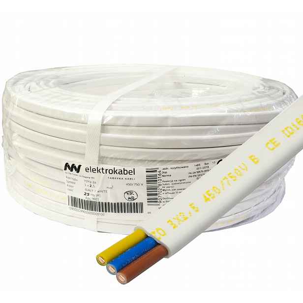 Plochý kabel YDYp 3x2,5mm Cu 750V 3x2,5 450/750V měděný drát 25 m