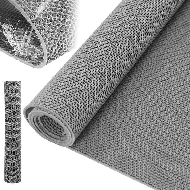 Protiskluzová koupelnová podložka S-Tvarovaná Pvc 0.9x1.8 m Šedá Voděodolná