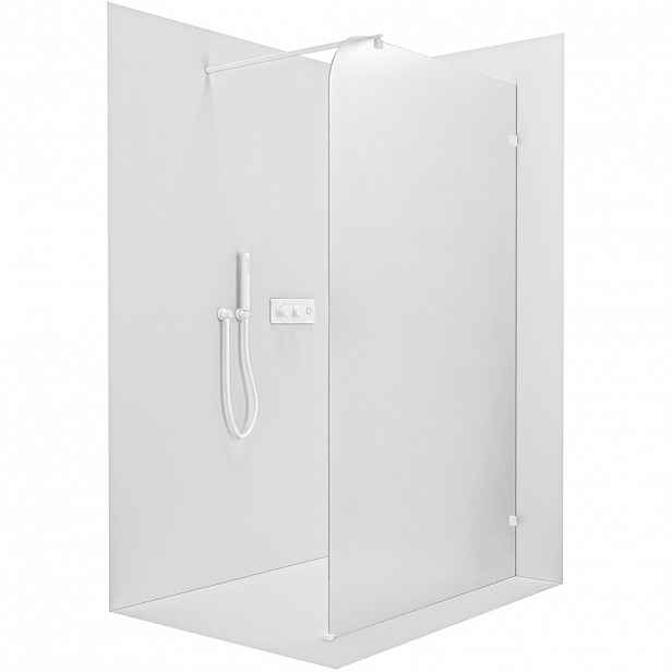 Sprchová zástěna Walk-in Orbis Round - Pravá - 8 mm - kulatá vzpěra - bílá matná, mléčné sklo - 110x200 cm