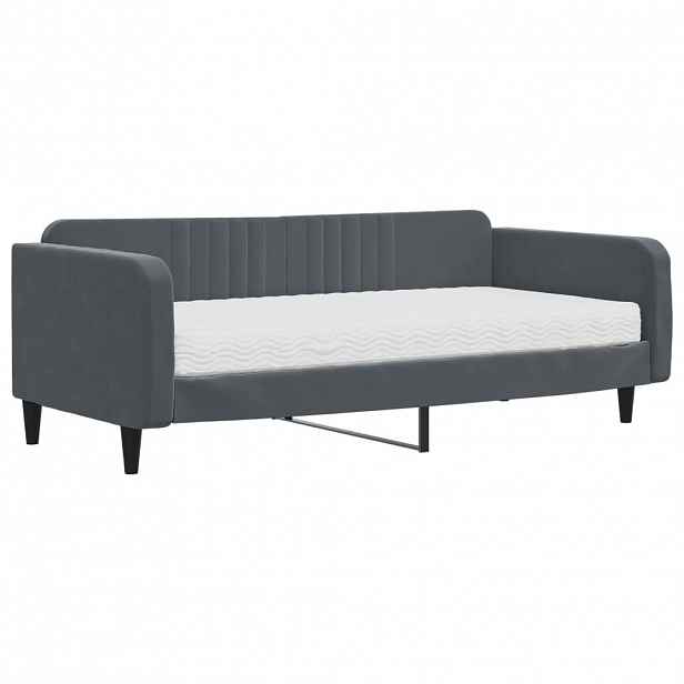 vidaXL Válenda s matrací tmavě šedá 100 x 200 cm samet