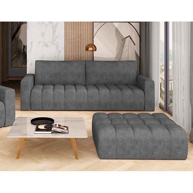 Designový taburet ILANIS - šedá eko kůže