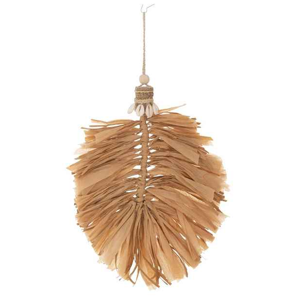 Přírodní závěsná dekorace ve tvaru listu Raffia - 25*4*27/ 35 cm J-Line by Jolipa