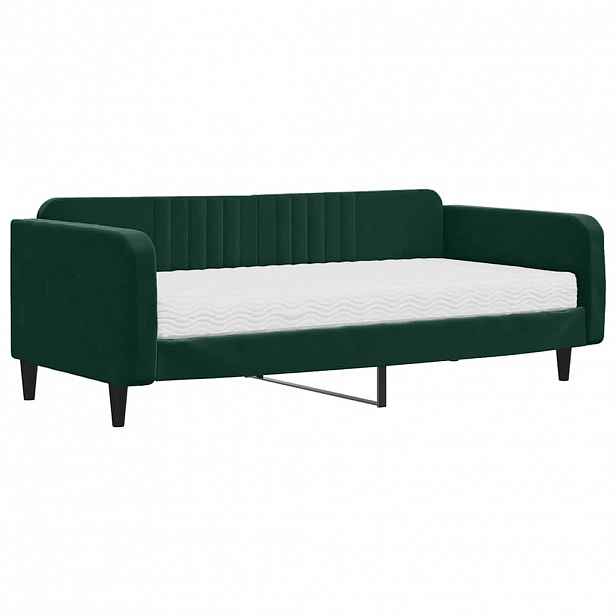 vidaXL Válenda s matrací tmavě zelená 100 x 200 cm samet