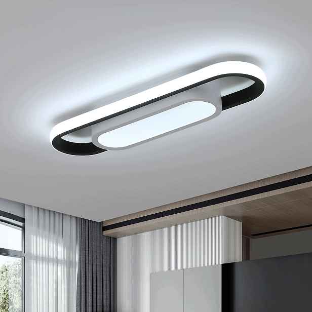 Moderní oválné Led stropní svítidlo, černo-bílé, 30W, 6500K (studená bílá)