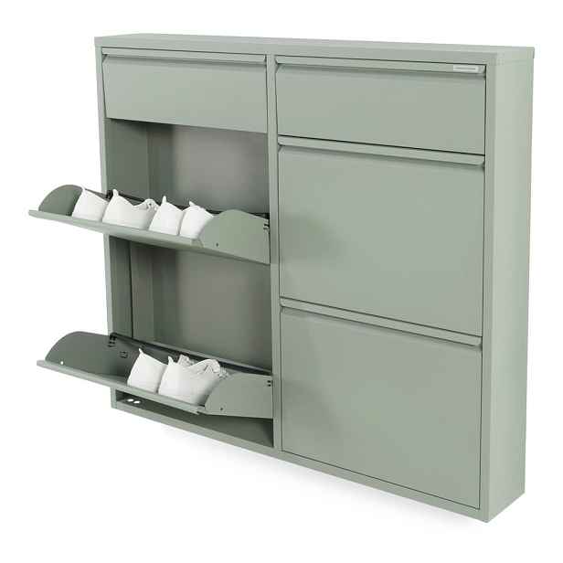 Šedozelený kovový výklopný botník 98x86x15 cm Billy – Spinder Design