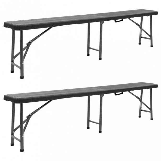 Skládací zahradní lavice 2 ks 180 cm černá