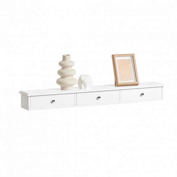 SoBuy POLIČKA se třemi zásuvkami Bílá 93x15x10cm Minimalistický