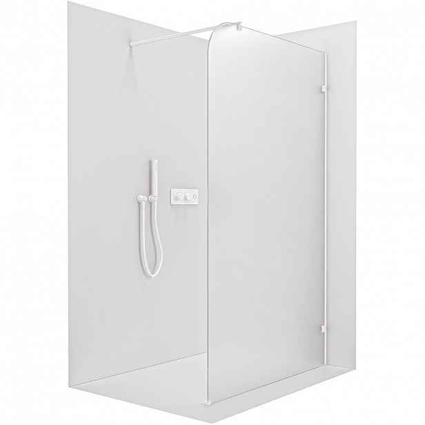 Sprchová zástěna Walk-in Orbis Round - Pravá - 8 mm - kulatá vzpěra - bílá matná, mléčné sklo - 130x200 cm