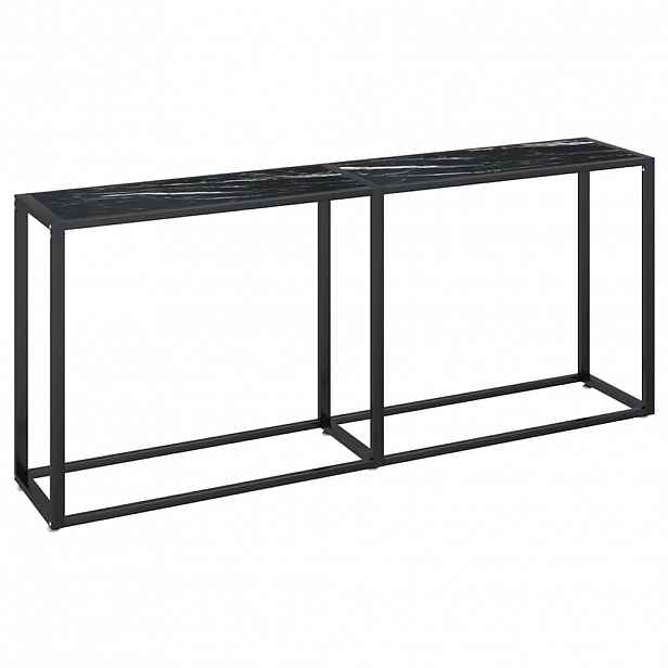 vidaXL Konzolový stolek černý mramor 180 x 35 x 75,5 cm tvrzené sklo