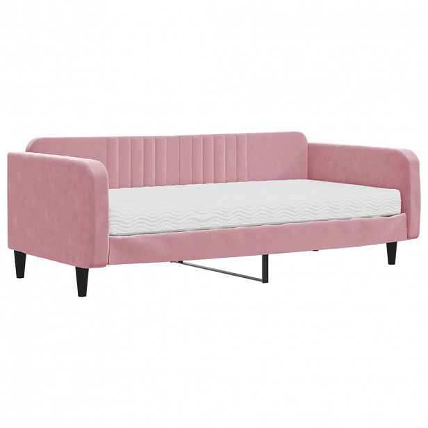 vidaXL Válenda s matrací růžová 100 x 200 cm samet