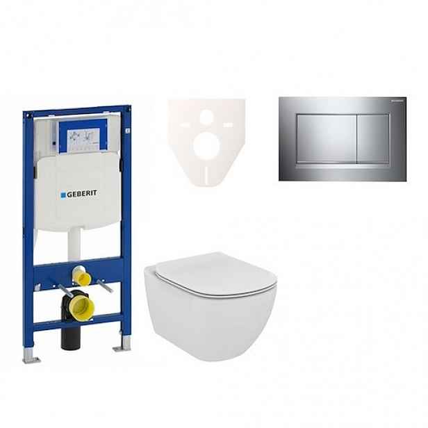 Závěsný set WC Ideal Standard Tesi + modul Geberit Duofix s tlačítkem Sigma 30 (chrom lesk/mat) 111.300.00.5 NF6