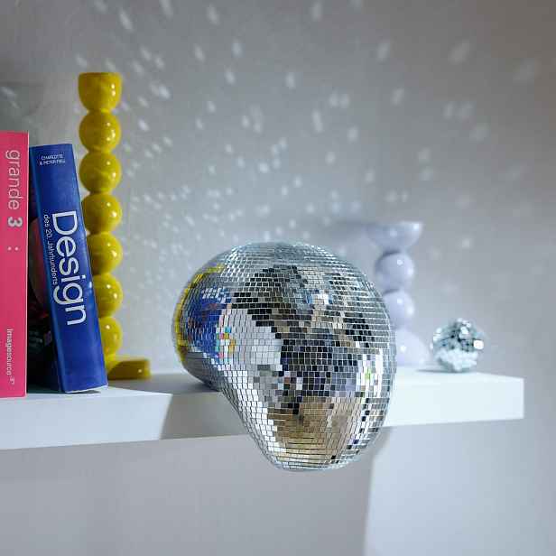 Butlers DISCO Roztékající se disko koule 20 cm - stříbrná