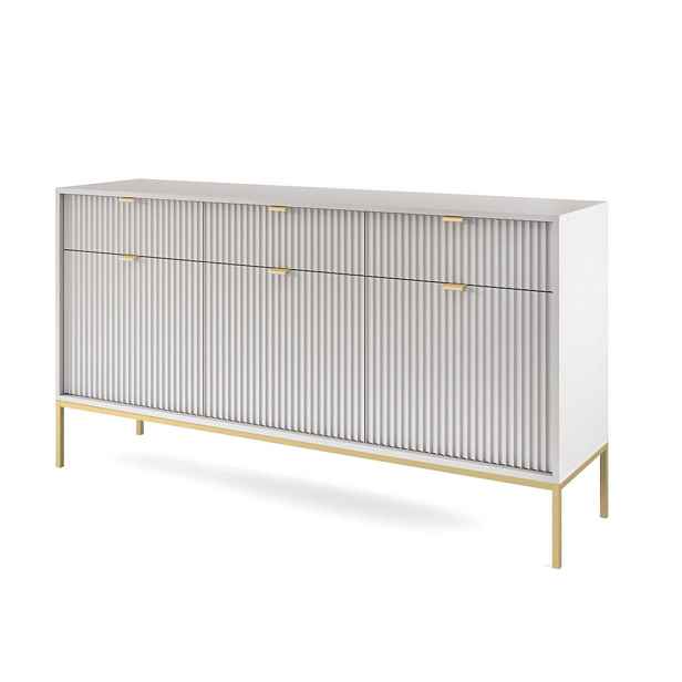 MASSENO KOMODA STELLARE, 154/83/39 cm se 3 zásuvkami a 3 dvířky, šedá