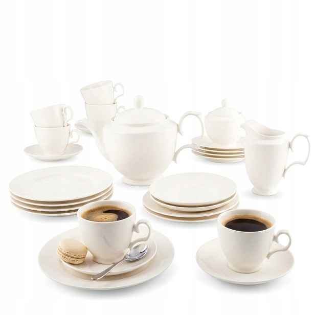 Porcelánový Kávový Servis Mariapaula Ecru Krémový Pro 6 Osob 21 Kusů