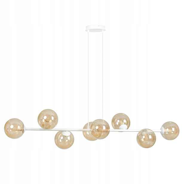 Stropní svítidlo Rossi 8 bílá s medovými stínítky, 8xE14, 130 cm