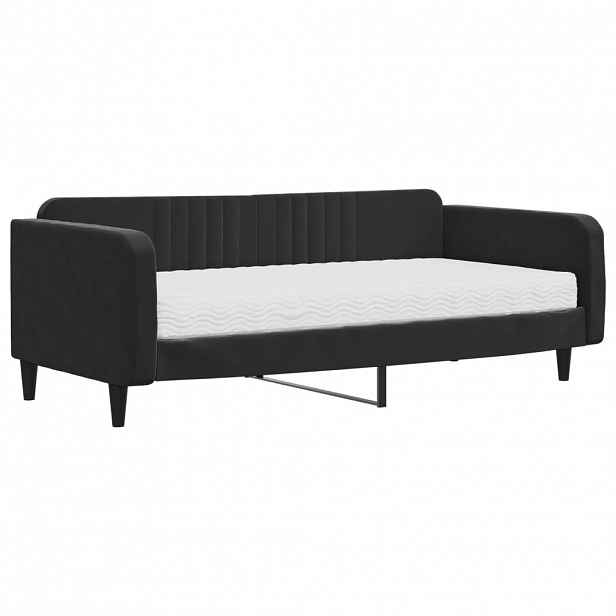 vidaXL Válenda s matrací černá 100 x 200 cm samet