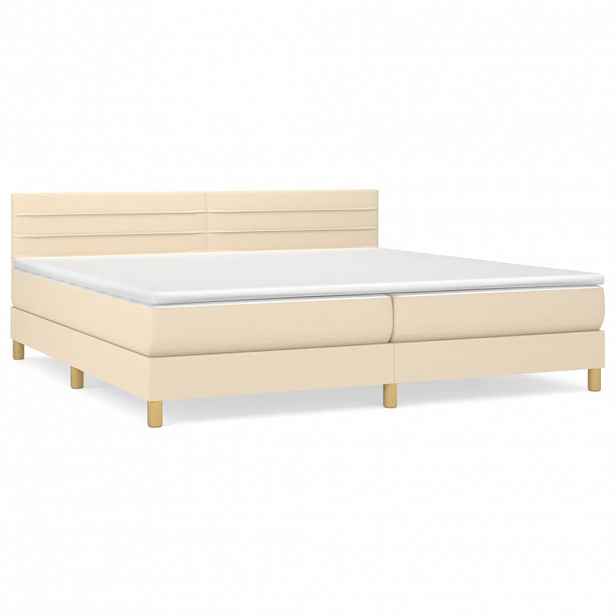 vidaXL Box spring postel s matrací krémová 200x200 cm textil