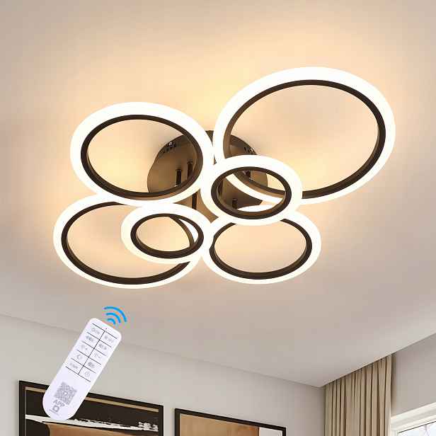 Led stropní závěsné svítidlo černé moderní do ložnice stmívatelné dálkové ovládání 58W