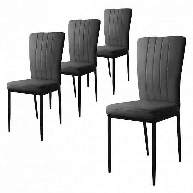 ML-DESIGN SADA 4 jídelních židlí, šedý samet