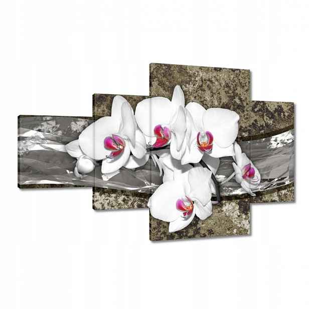 Obrazy 130x80 Bílá Orchidej Mramorové pozadí