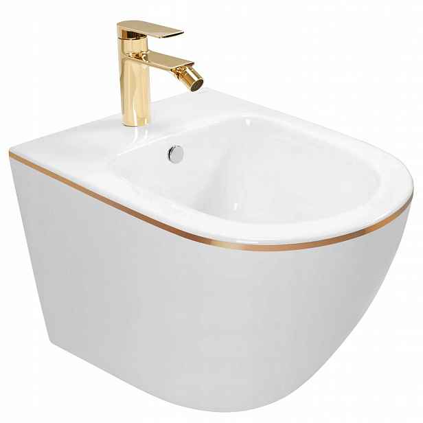 Rea Bidet Carlo Mini Bílý Se Zlatým Lemem
