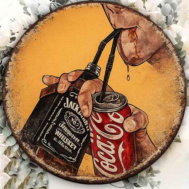 TEMU 2D Plochý, 1 ks 1 ks Vintage Whiskey & Kulatá Nástěnná Cedule - Retro Plaketa Vhodná pro Bar, Restauraci, Párty Dekoraci, Tématickou Dekoraci na
