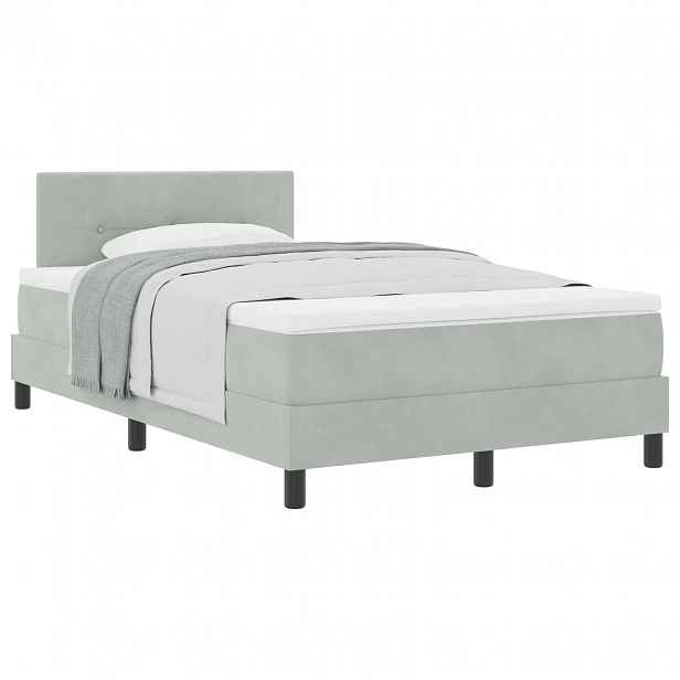 vidaXL Postel s boxspringem s čelo Světle šedá 120 x 190 cm samet
