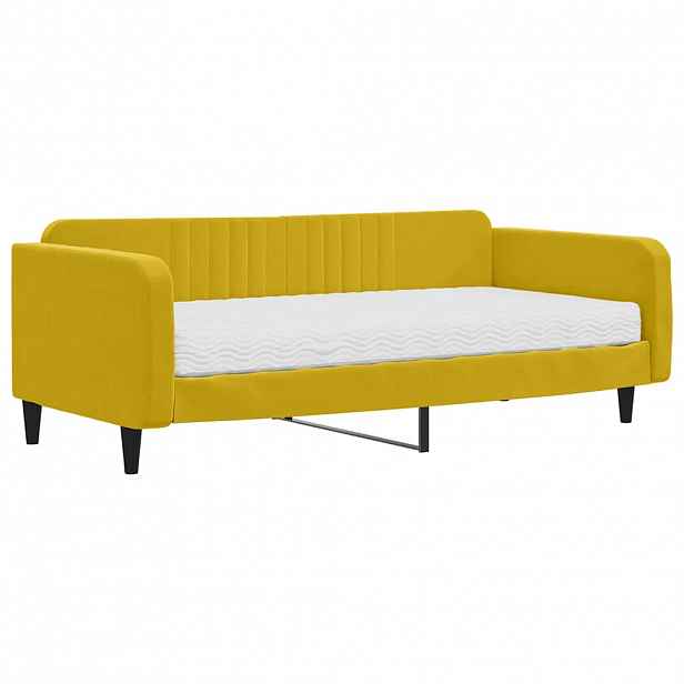vidaXL Válenda s matrací žlutá 100 x 200 cm samet