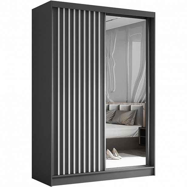 Beautysofa SKŘÍŇ s posuvnými dveřmi Helix 150/216/61 šedá + bílá