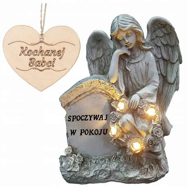 Hřbitovní Svíčka Anděl strážný S Nápisem Odpočívej V Pokoji Na Hrob Babičky 21,5 CM